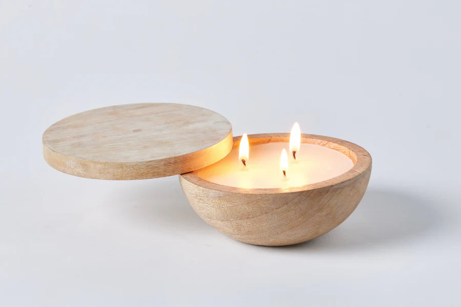 HS CANDLE HOLDER WOOD W/LID