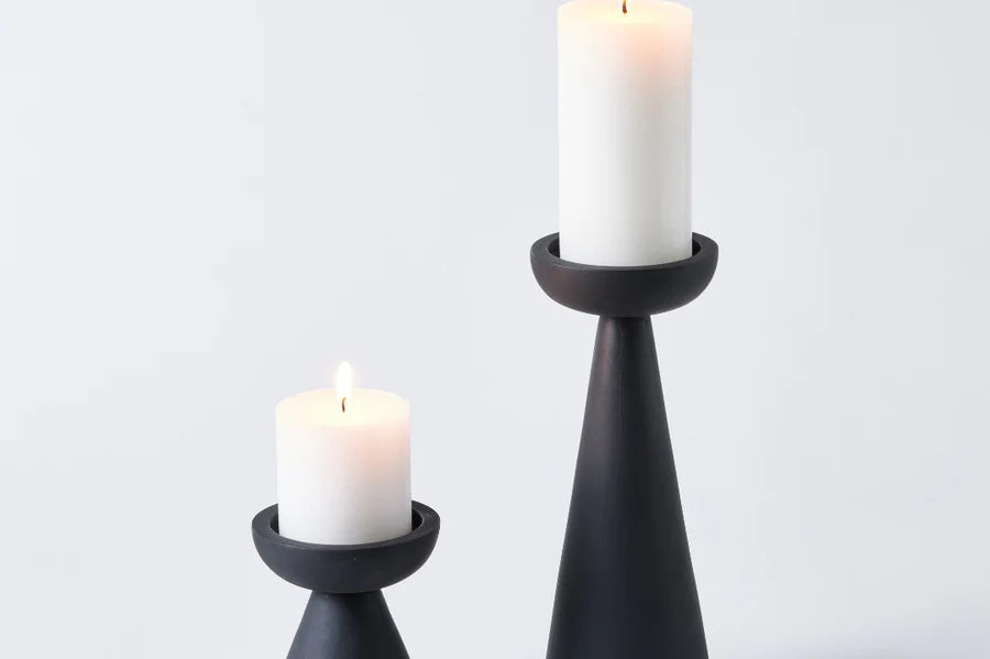 HS CANDLE STICK WOOD MATT/BLACK