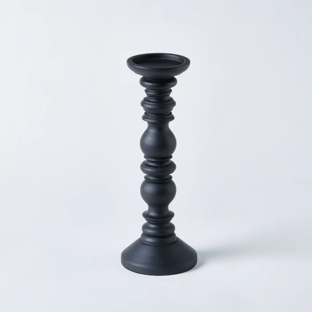 HS CANDLE STICK WOOD M/BLACK